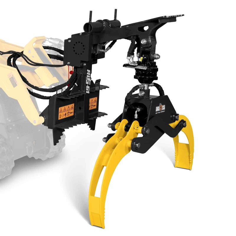 MechMaxx Multi-purpose Hydraulic Rotating Log Grapple For Mini Skid Steer
