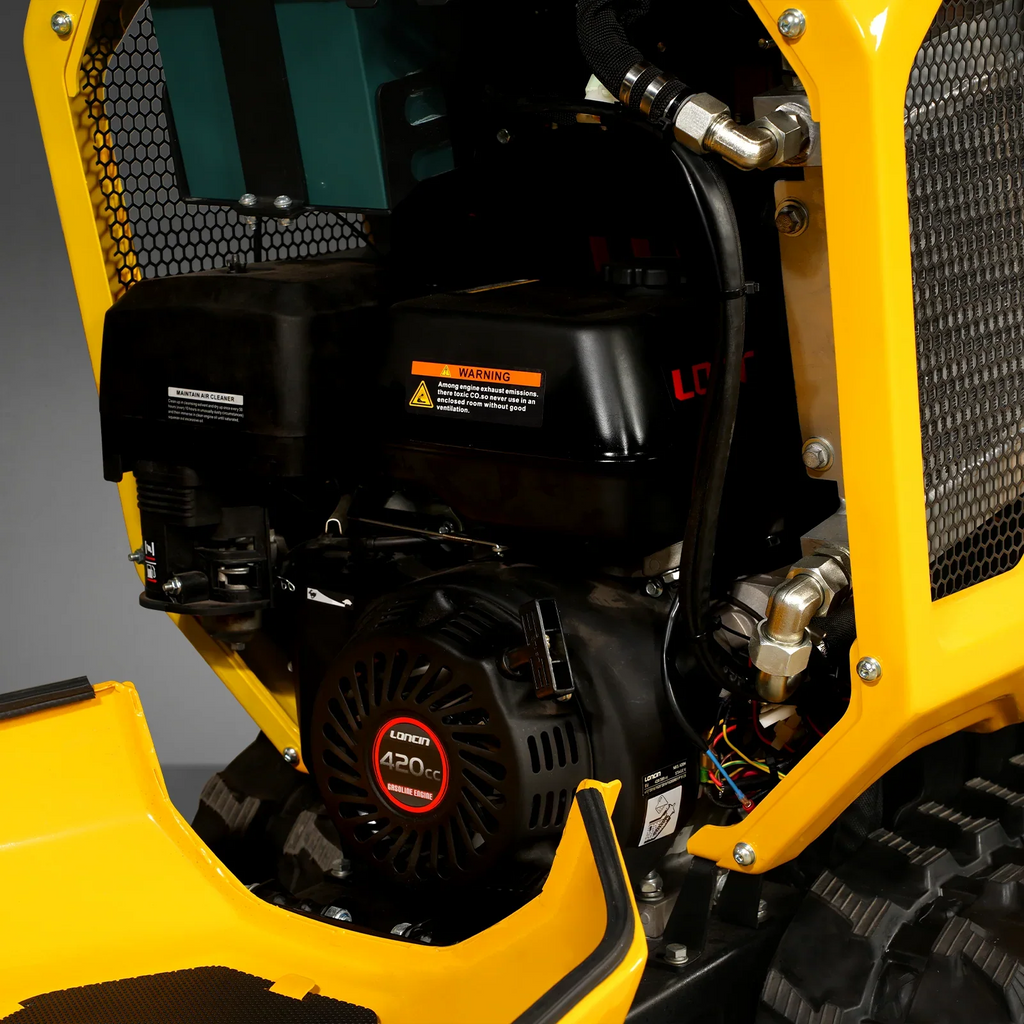 MechMaxx T80 — 1800lb 420cc E-Start Stand-On Hydraulic Track Dumper with Self-Loading