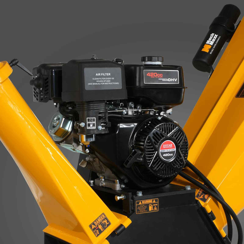 MechMaxx GS1500 15hp Gasoline Engine Self-Feeding Wood Chipper Yellow