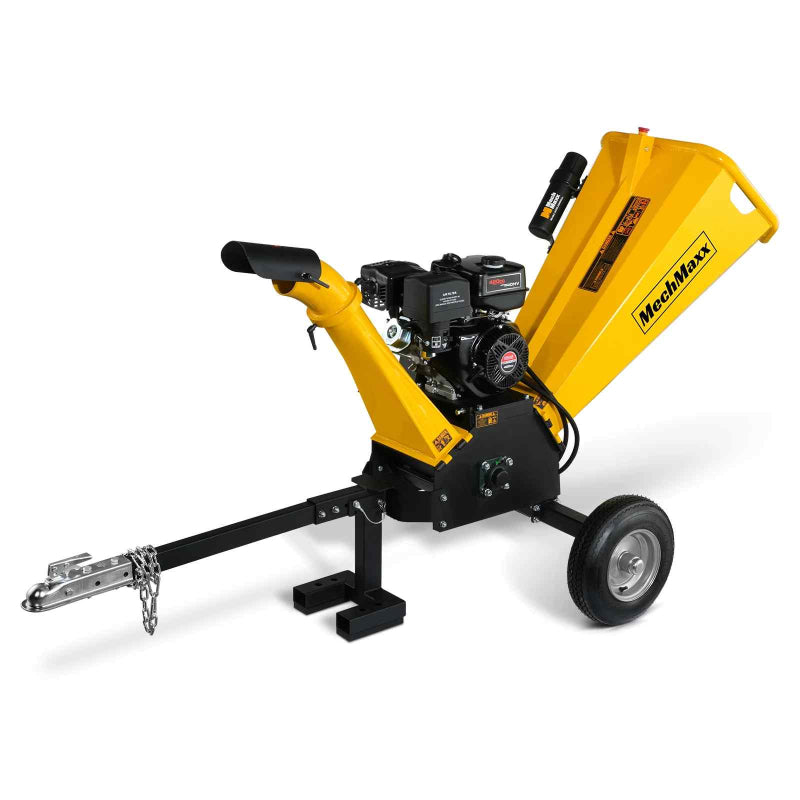 MechMaxx GS1500 15hp Gasoline Engine Self-Feeding Wood Chipper Yellow