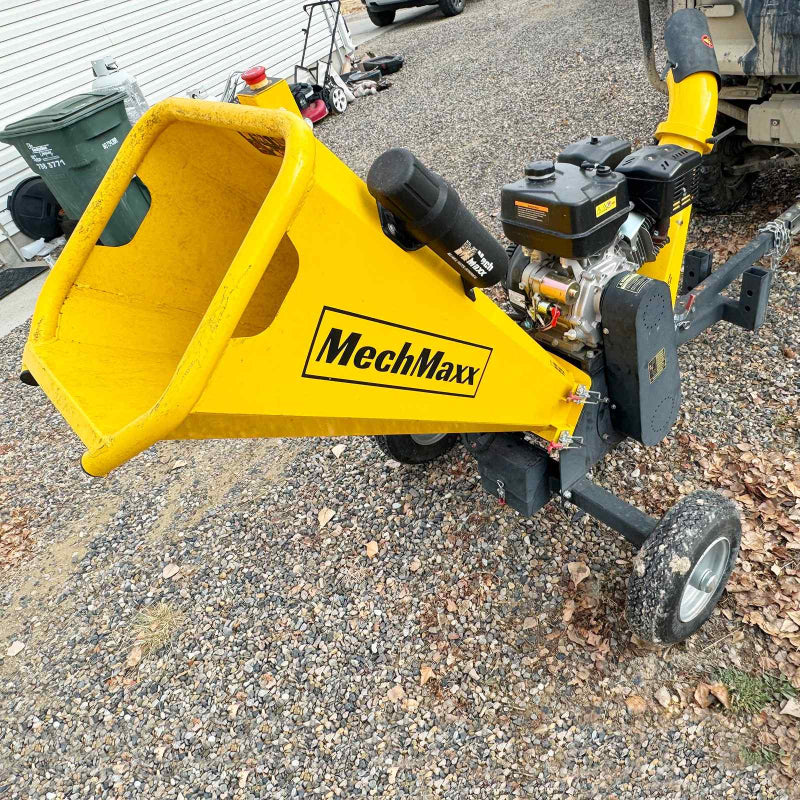 MechMaxx GS1500 15hp Gasoline Engine Self-Feeding Wood Chipper Yellow
