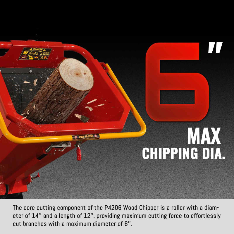 MechMaxx P4206 Gas-Powered Drum Wood Chipper with B&S Vanguard Engine