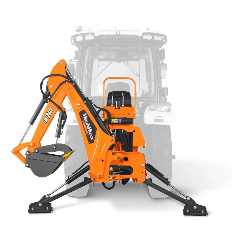 MechMaxx BH760H 8' Tractor Backhoe Attachment with Hydraulic Thumb