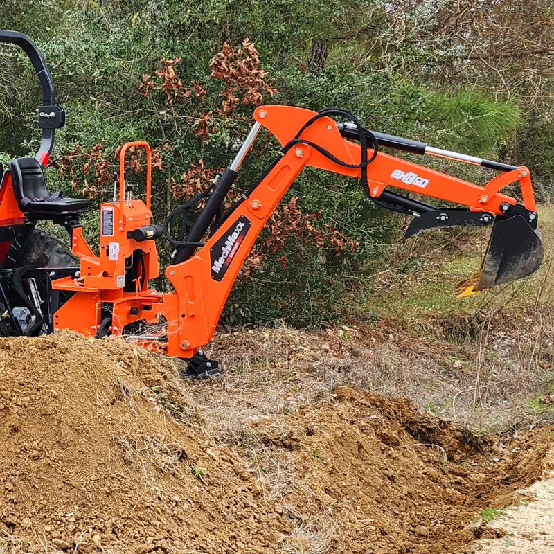 MechMaxx BH760H 8' Tractor Backhoe Attachment with Hydraulic Thumb