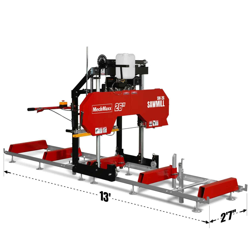 MechMaxx 26" Portable Sawmill, 459cc 15HP E-Start Gasoline Engine