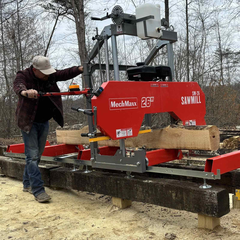 MechMaxx 26" Portable Sawmill, 459cc 15HP E-Start Gasoline Engine