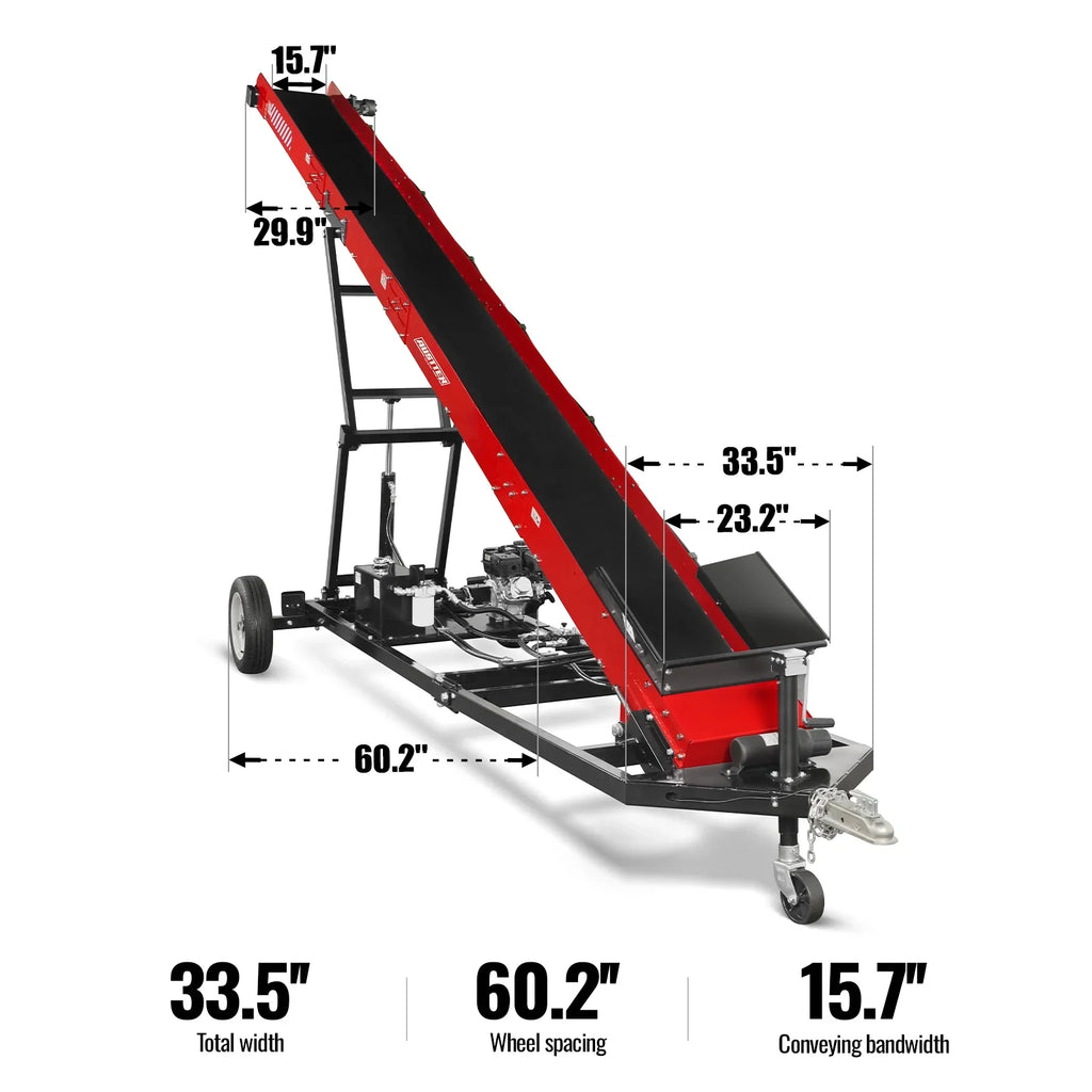 MechMaxx HC2016 Firewood Conveyor 7HP Gasoline Powered 124 Inch Lift Height