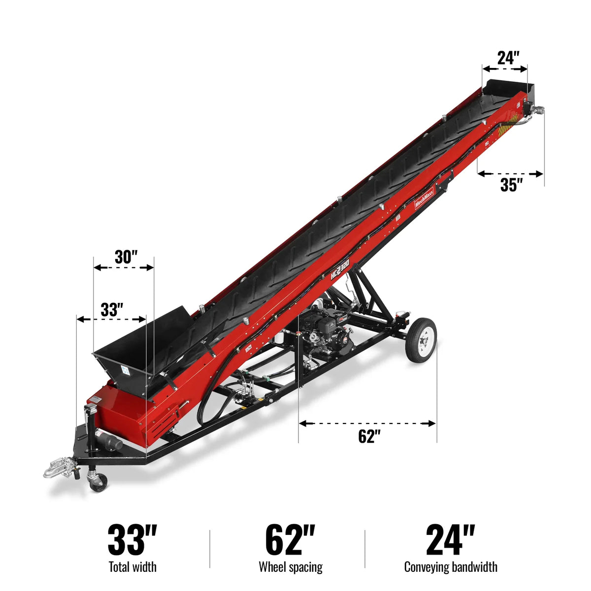 MechMaxx HC2320 Heavy Duty Conveyor 9HP Gasoline Powered 180 Inch Lift Height