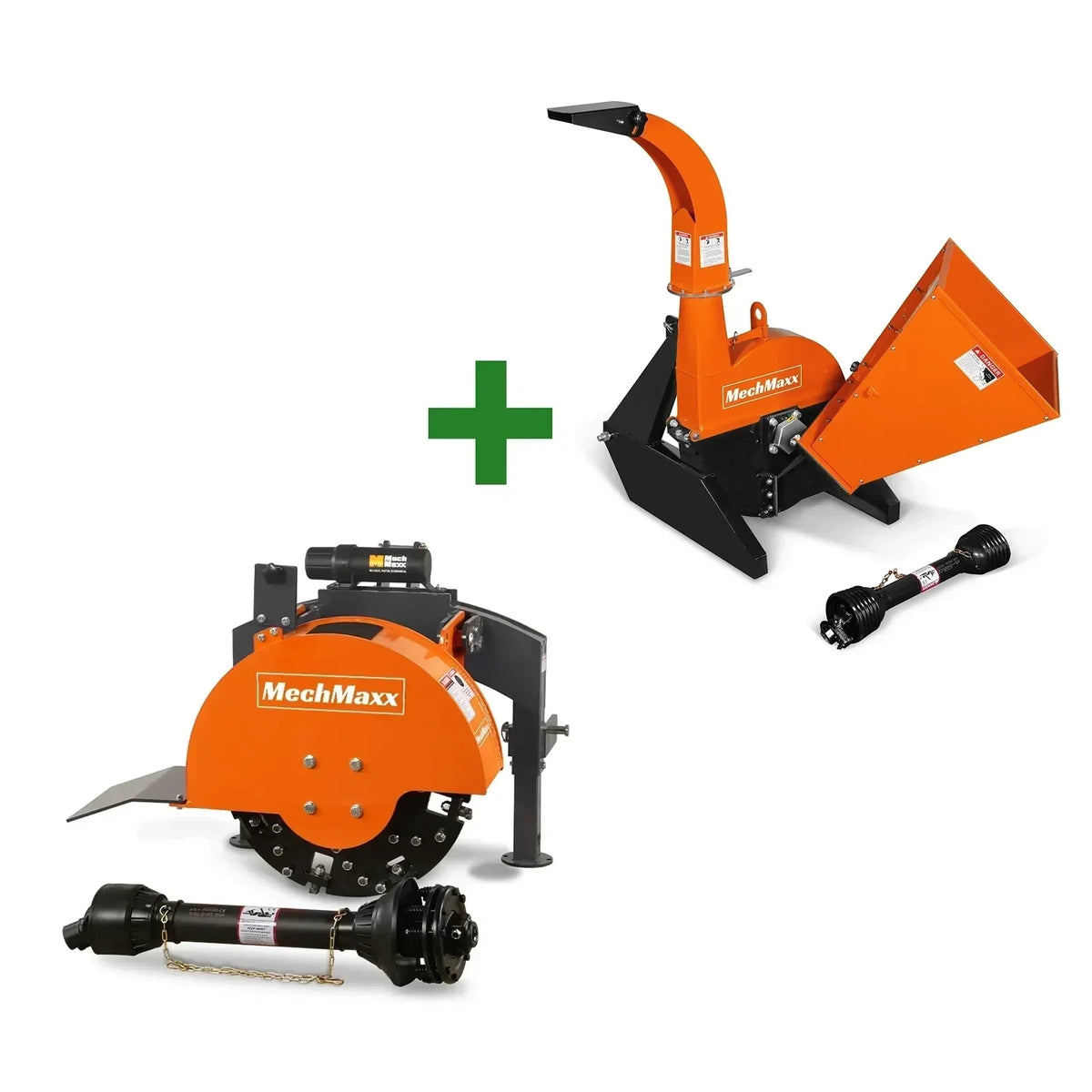 MechMaxx 3 Point PTO Stump Grinder and Wood Chipper Bundle