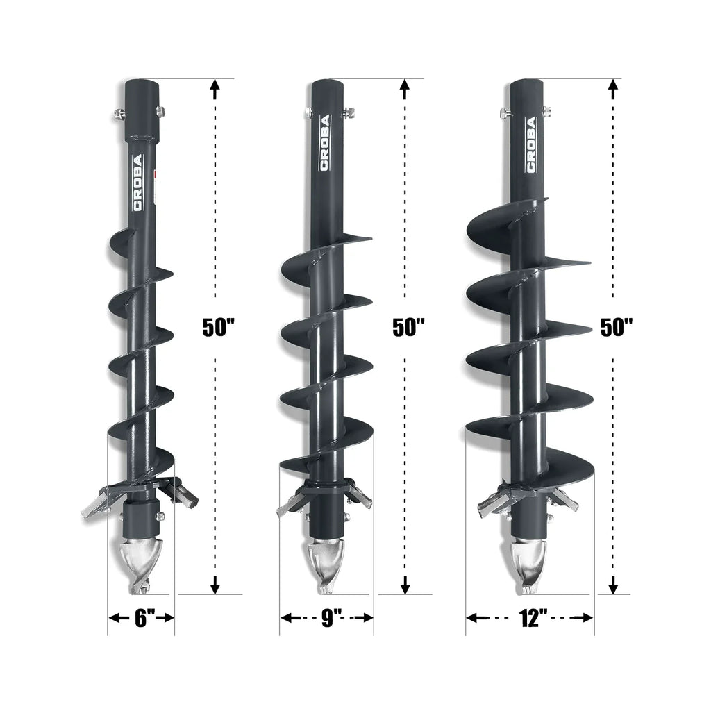 MechMaxx Mini Skid Steer Drive Auger with 6", 9", 12" Diameter Auger Bits