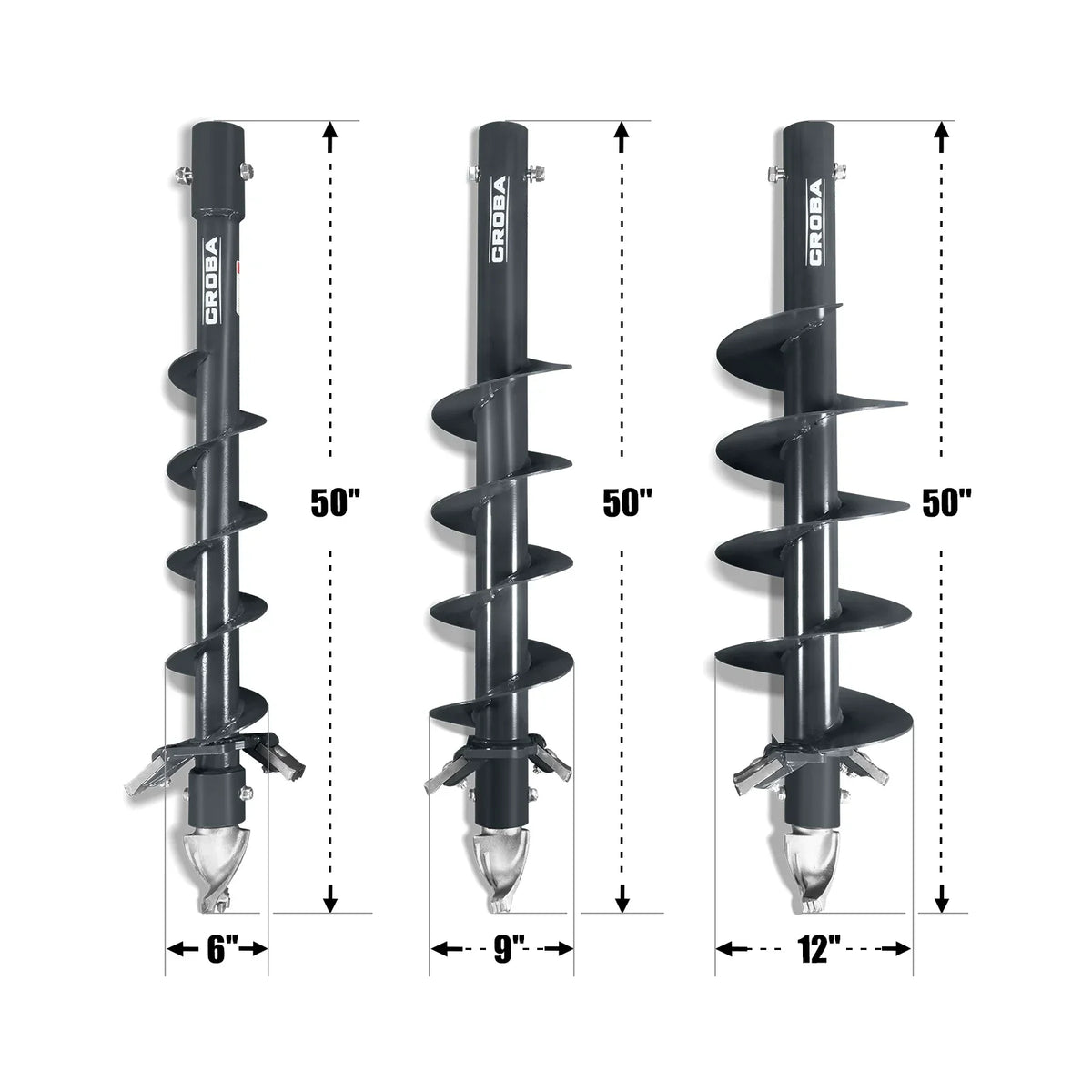 MechMaxx Mini Skid Steer Drive Auger with 6", 9", 12" Diameter Auger Bits