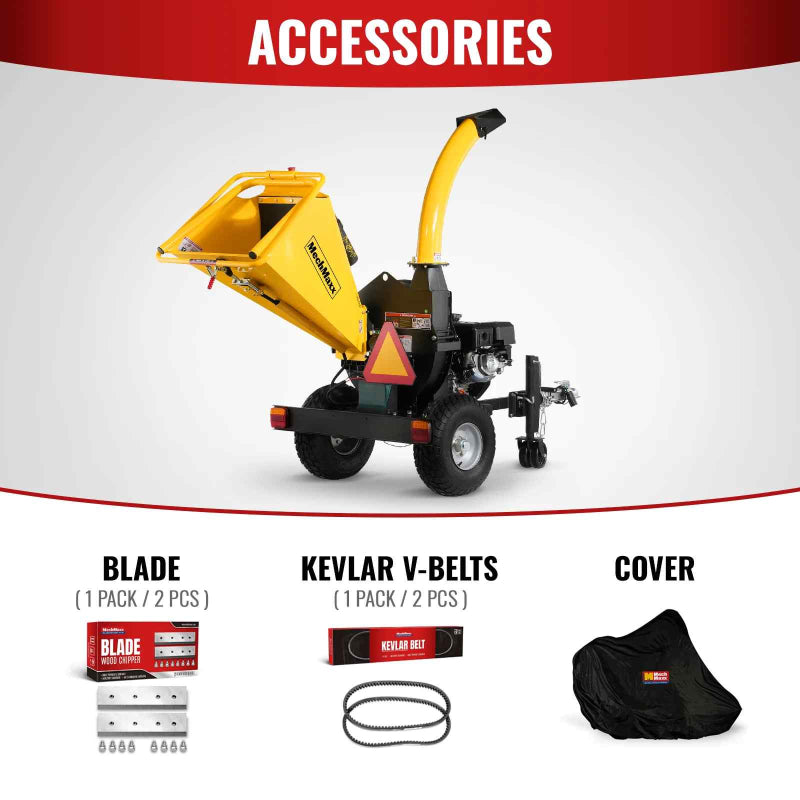 MechMaxx P4205 5-inch E-start Gasoline Engine Powered Disc Wood Chipper