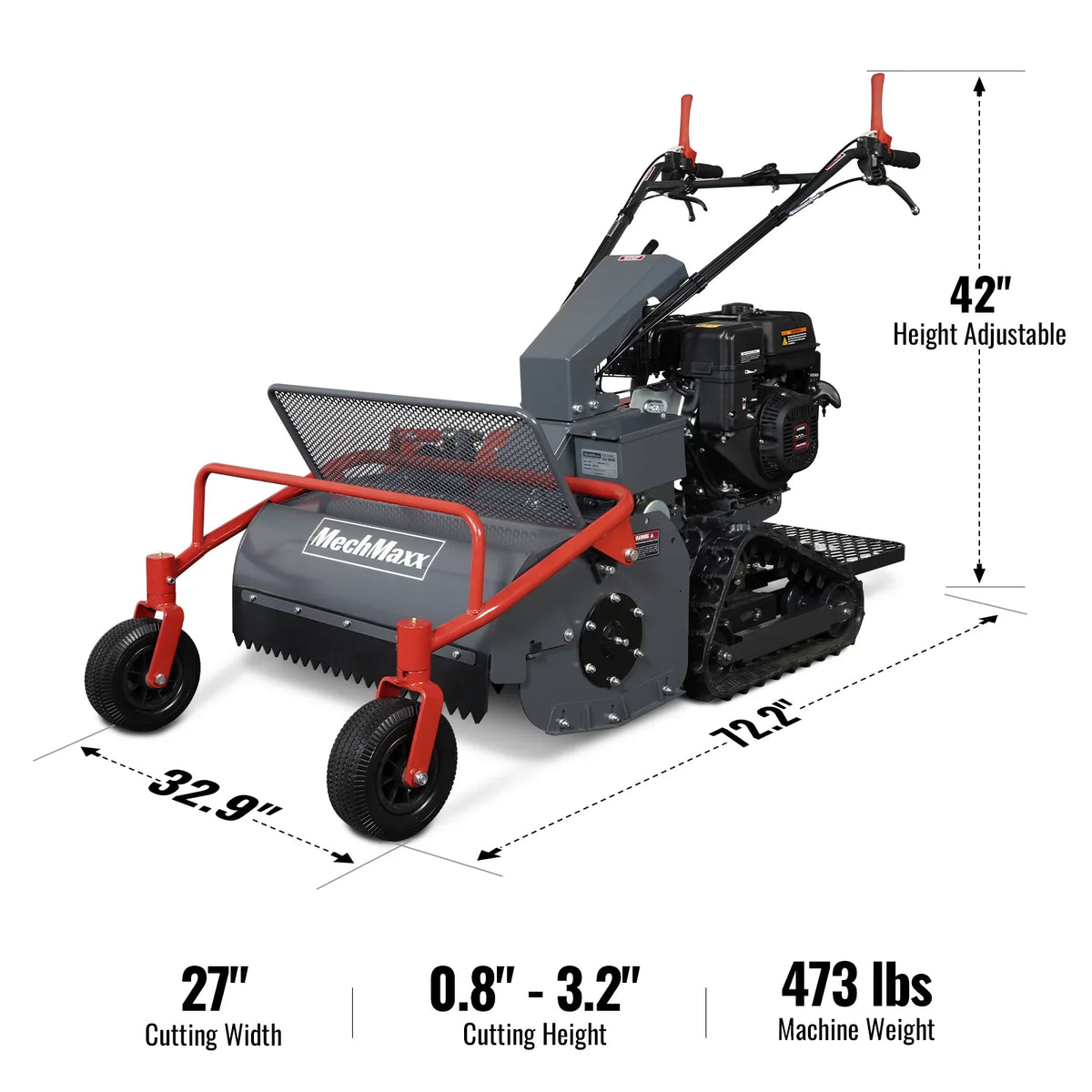 MechMaxx SFM27T - 27" 10HP 302cc Tracked Walk-Behind Flail Mower (Electric Start)