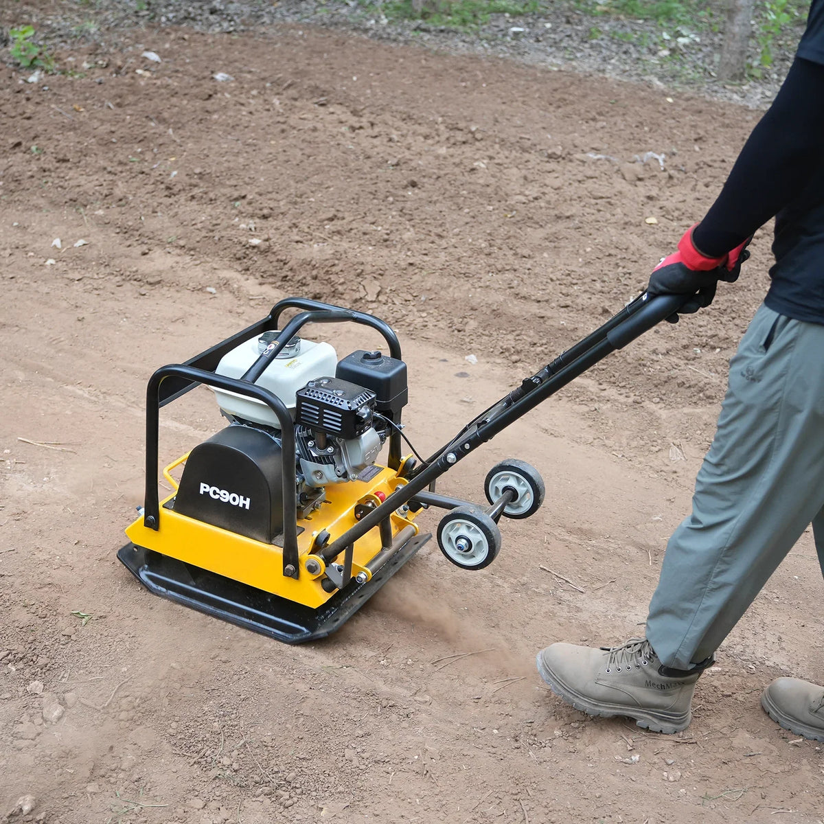 MechMaxx PC90H Honda GX160 Vibratory Plate Compactor with Wheel Kit