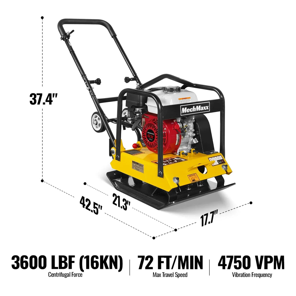 MechMaxx PC90H Honda GX160 Vibratory Plate Compactor with Wheel Kit