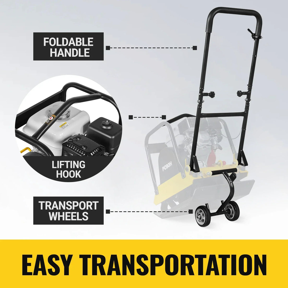 MechMaxx PC90H Honda GX160 Vibratory Plate Compactor with Wheel Kit
