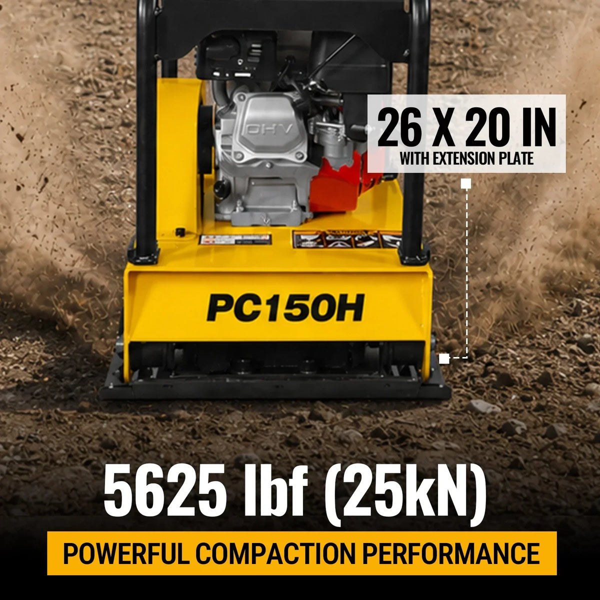 MechMaxx PC150H Honda GX160 Reversible Plate Compactor with Wheel Kit and Extension Plates