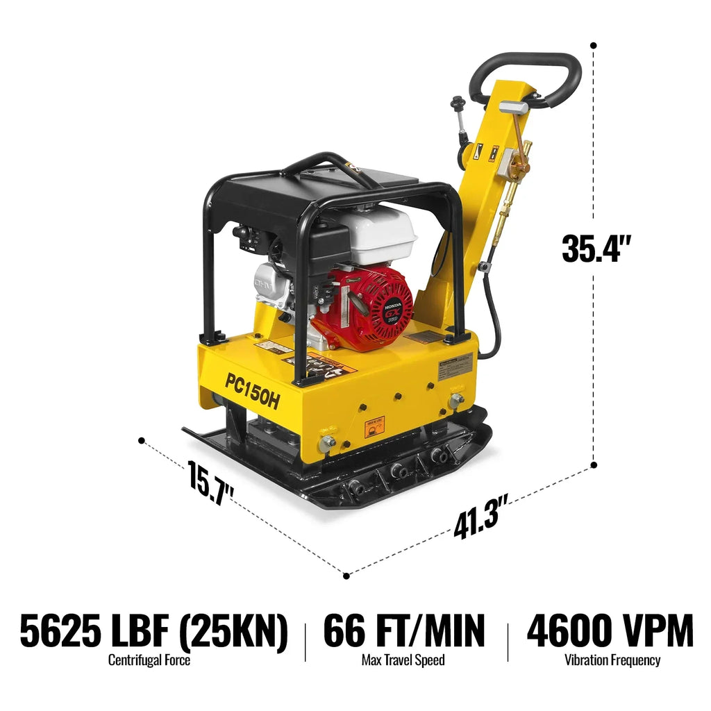 MechMaxx PC150H Honda GX160 Reversible Plate Compactor with Wheel Kit and Extension Plates
