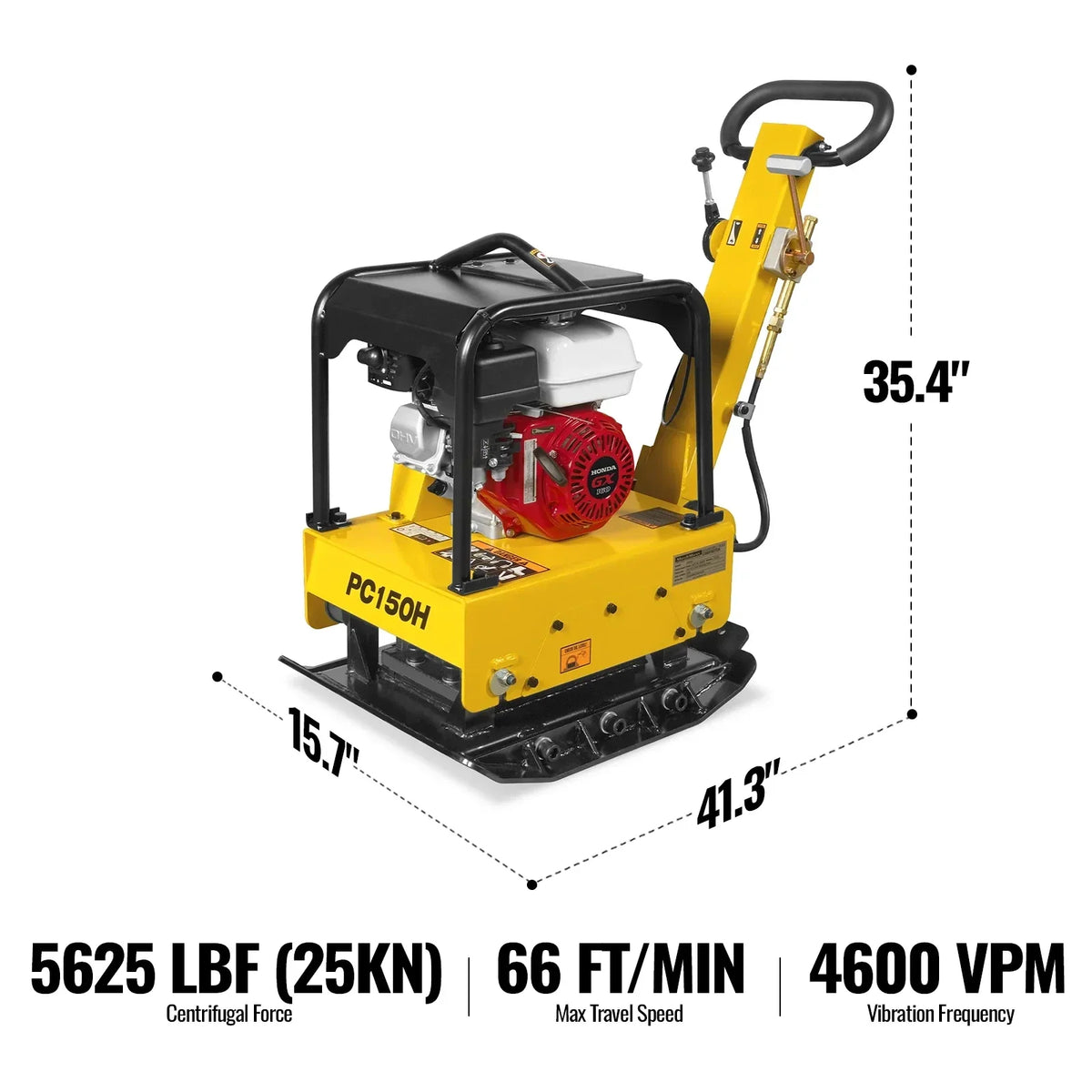 MechMaxx PC150H Honda GX160 Reversible Plate Compactor with Wheel Kit and Extension Plates