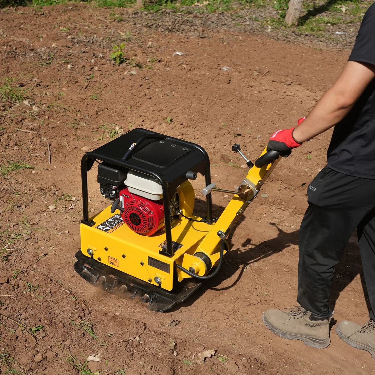 MechMaxx PC150H Honda GX160 Reversible Plate Compactor with Wheel Kit and Extension Plates