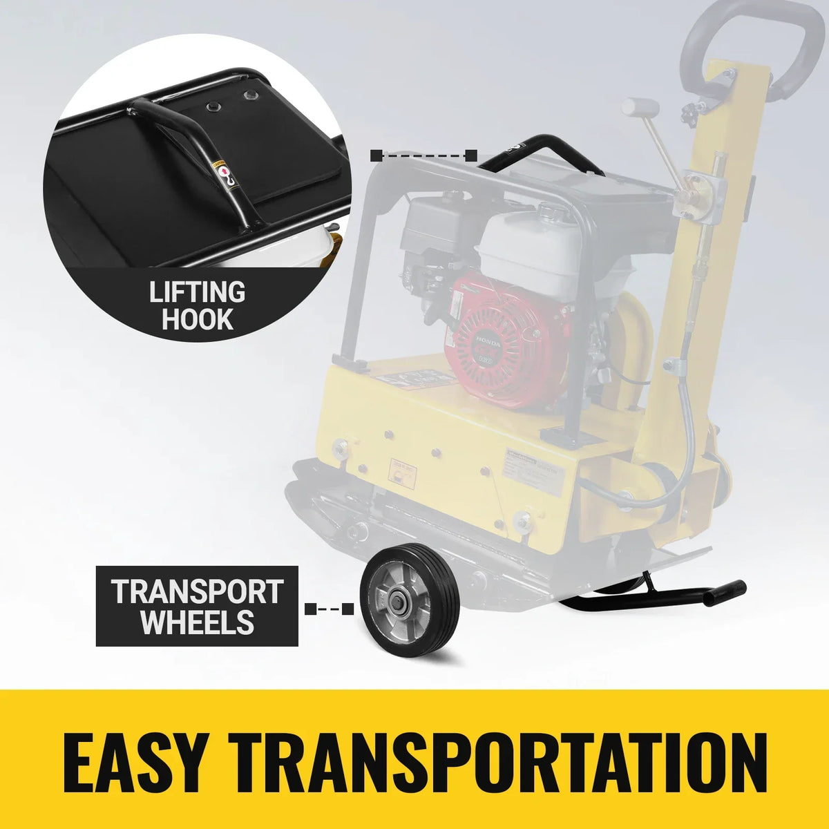 MechMaxx PC150H Honda GX160 Reversible Plate Compactor with Wheel Kit and Extension Plates
