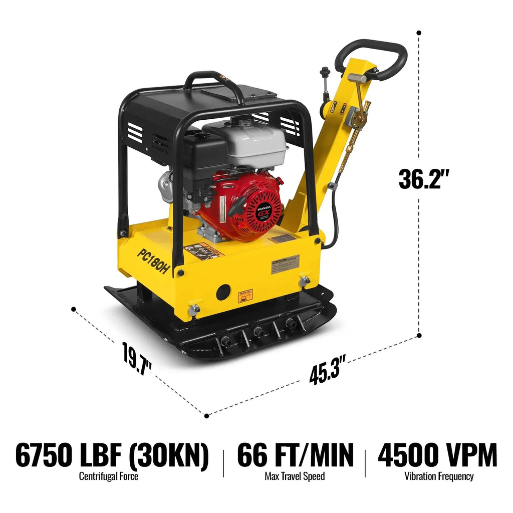 MechMaxx PC180H Honda GX270 Reversible Plate Compactor with Wheel Kit and Extension Plates