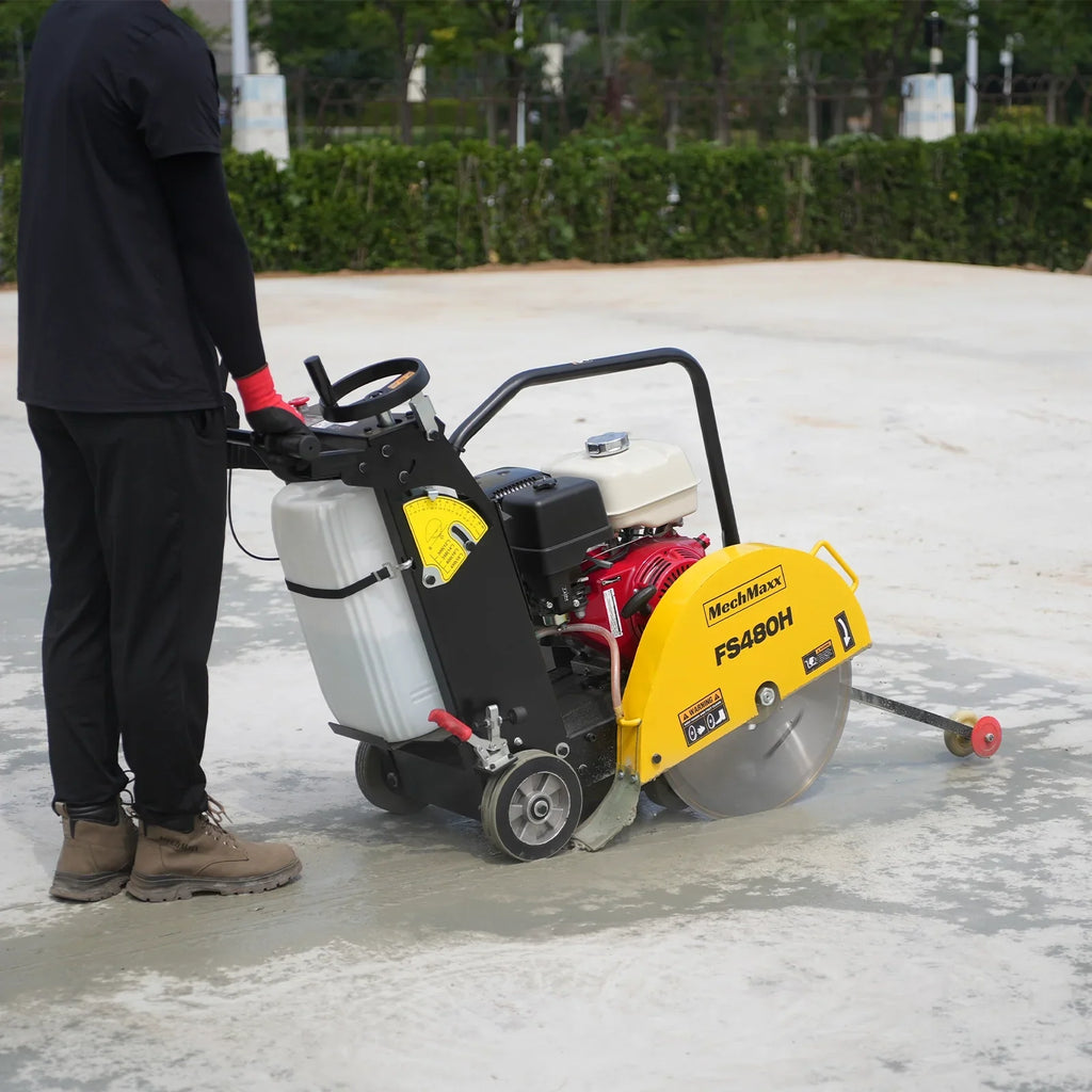 MechMaxx FS480H Honda GX390 Walk-Behind Concrete Floor Saw 20 Inch Blade 7 Inch Cutting Depth