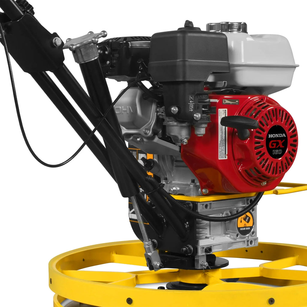 MechMaxx PT22H Honda GX160 23 Inch Walk-Behind Concrete Power Trowel with Blades and Float Pan