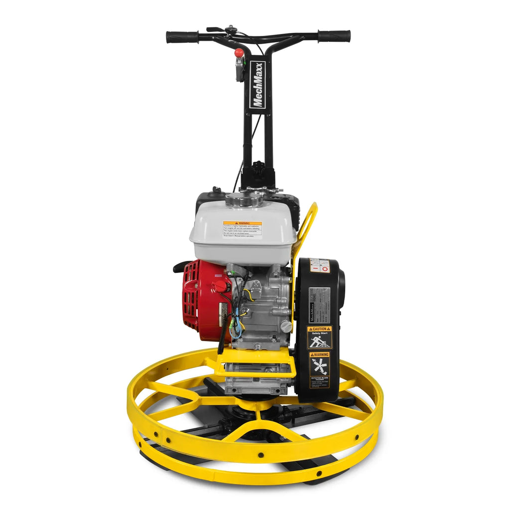 MechMaxx PT22H Honda GX160 23 Inch Walk-Behind Concrete Power Trowel with Blades and Float Pan