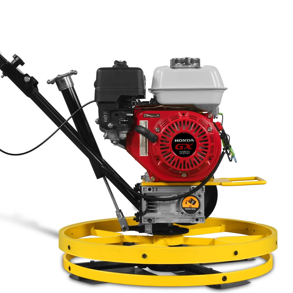 MechMaxx PT22H Honda GX160 23 Inch Walk-Behind Concrete Power Trowel with Blades and Float Pan
