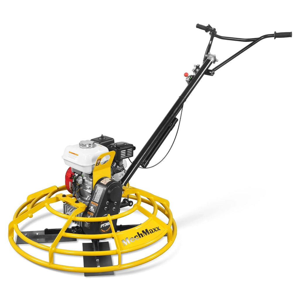 MechMaxx PT36H Honda GX160 36 Inch Walk-Behind Concrete Power Trowel with Blades and Float Pan