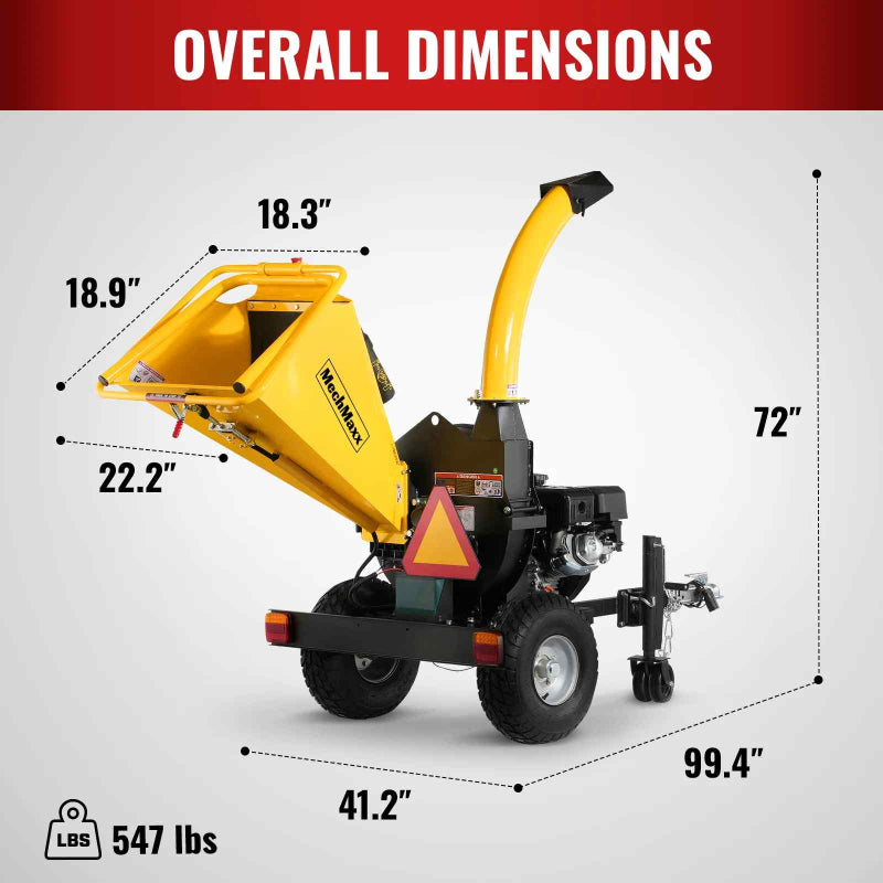 MechMaxx P4205 5-inch E-start Gasoline Engine Powered Disc Wood Chipper