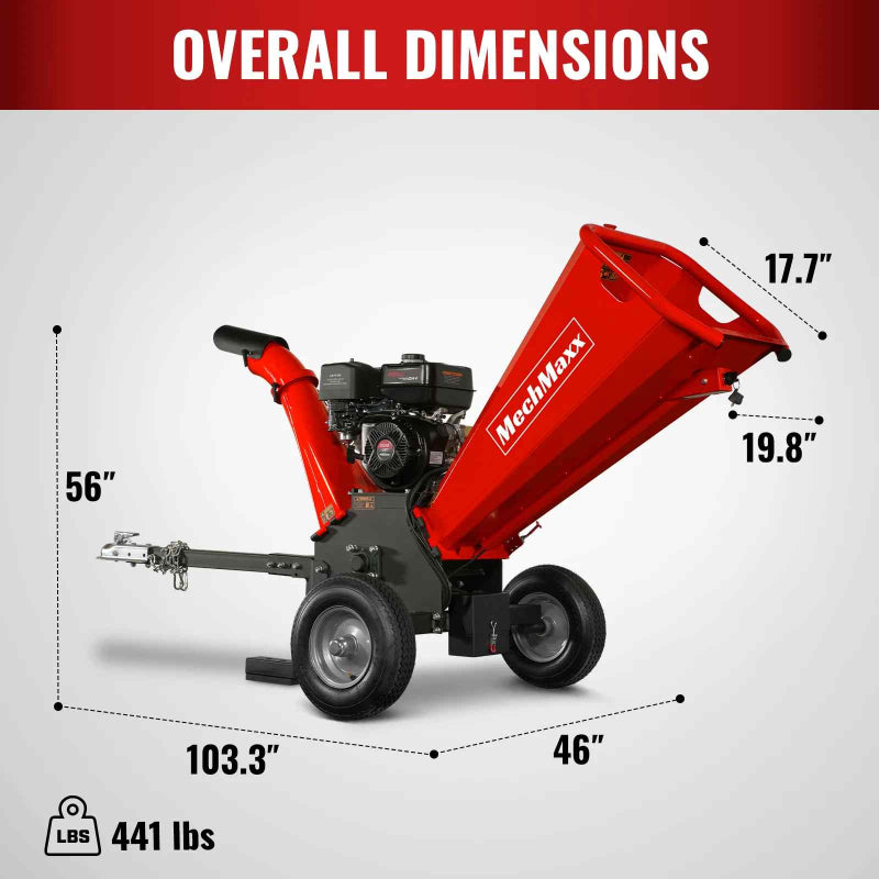 MechMaxx GS1500 5" 15hp Gasoline Engine Self-Feeding Wood Chipper