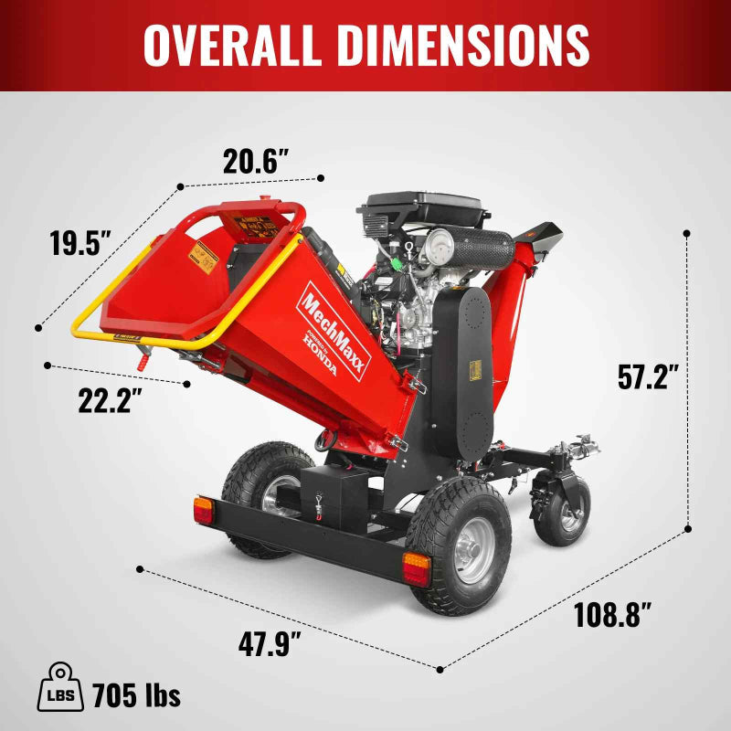 MechMaxx 8 inch HONDA E-Start 688cc Gas Powered Drum Wood Chipper