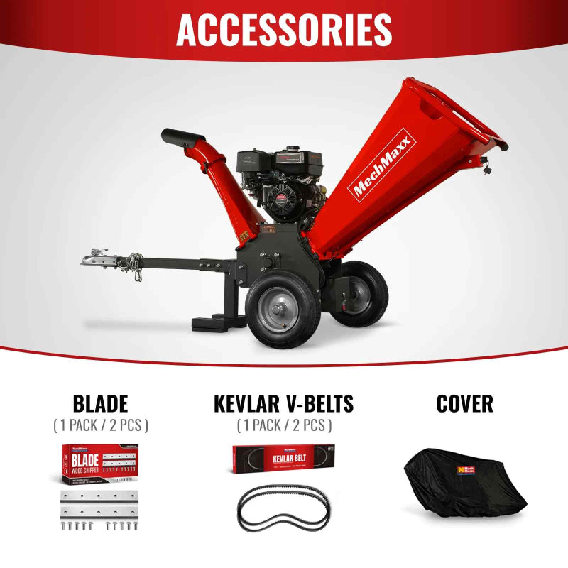 MechMaxx GS1500 5" 15hp Gasoline Engine Self-Feeding Wood Chipper