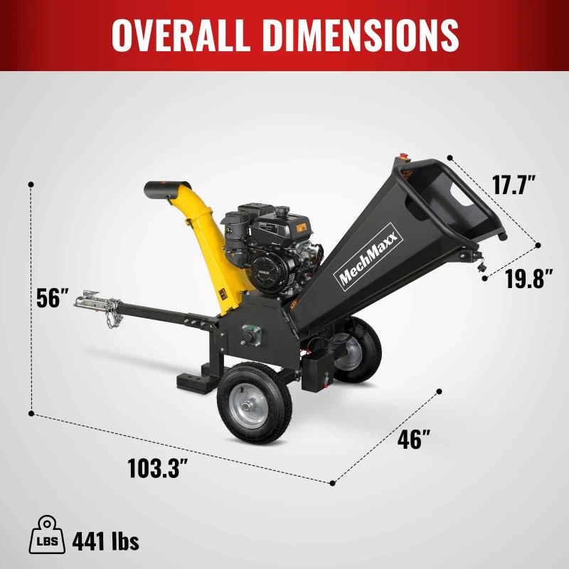 MechMaxx 5 inch Kohler 429cc Gas-Powered Wood Chipper