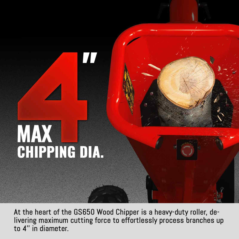 MechMaxx GS650 4" 7hp Gas-Powered, Ducar Wood Chipper with Towbar