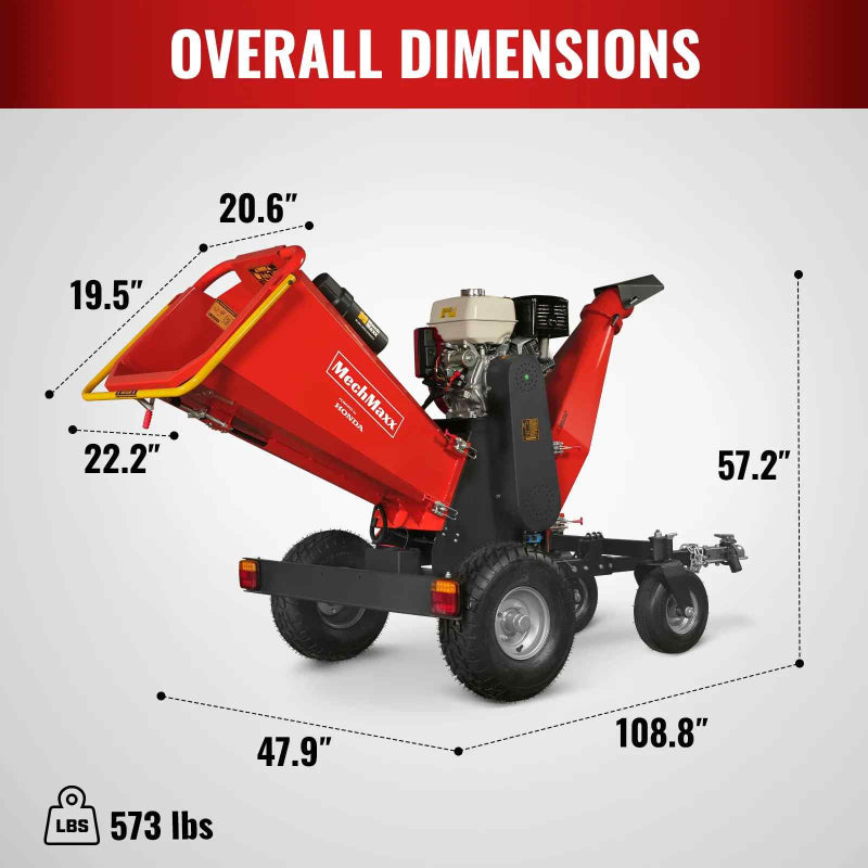MechMaxx 6 inch Honda Gas-Powered Drum Wood Chipper