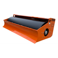 Orange trench roller attachment with large smooth black cylindrical drum and model markings ATS84 and MBW on side panel