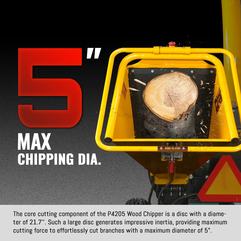MechMaxx P4205 5-Inch Gas-Powered Towable Wood Chipper