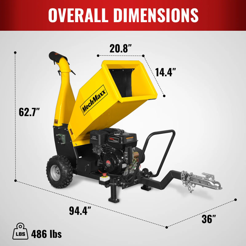 MechMaxx PGS1500 Gas-Powered Wood Chipper with Towbar