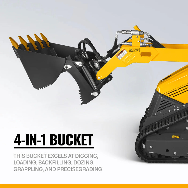 Croba STL1000 Mini Skid Steer Stand-On Compact Track Loader - 4-in-1 Bucket included