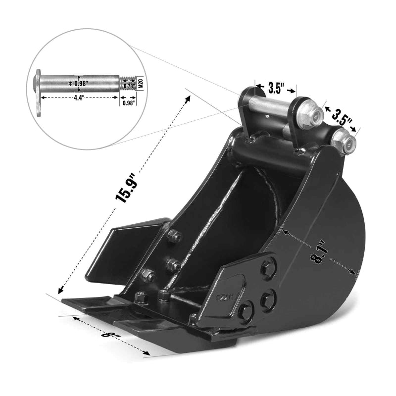 MechMaxx 4-Piece Mini Excavator Attachment Set for Mini Excavator