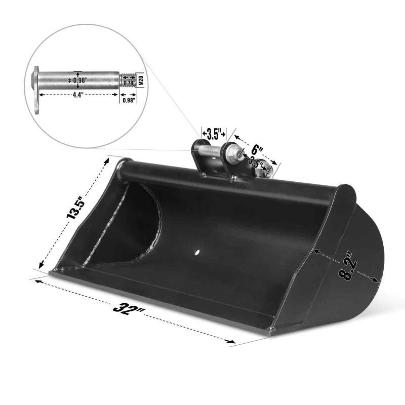 MechMaxx 4-Piece Mini Excavator Attachment Set for Mini Excavator