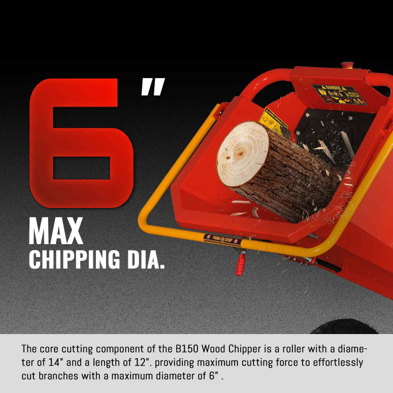 MechMaxx 6 inch Honda Gas-Powered Drum Wood Chipper