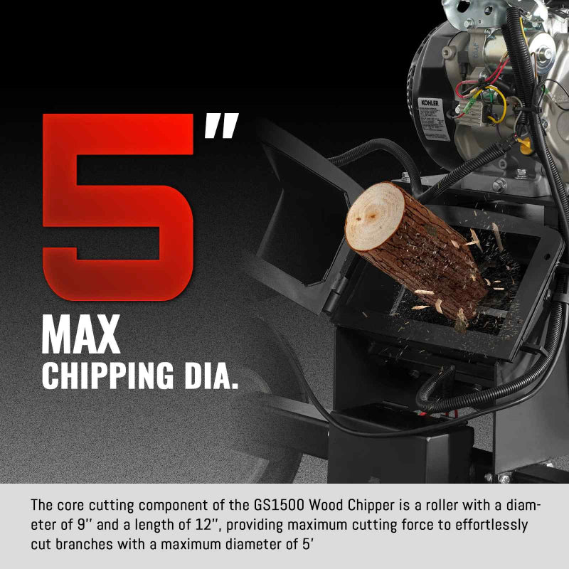 MechMaxx 5 inch Kohler 429cc Gas-Powered Wood Chipper