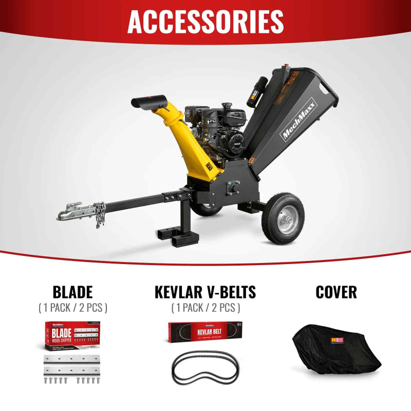 MechMaxx 5 inch Kohler 429cc Gas-Powered Wood Chipper
