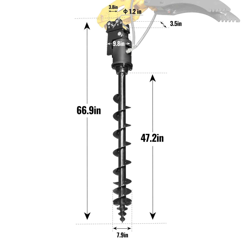 MechMaxx Three-Rod Auger for Mini Excavator MEC17, MEC17PRO