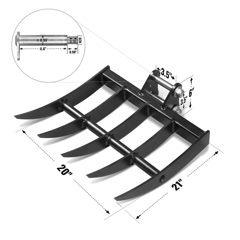 MechMaxx 4-Piece Mini Excavator Attachment Set for Mini Excavator