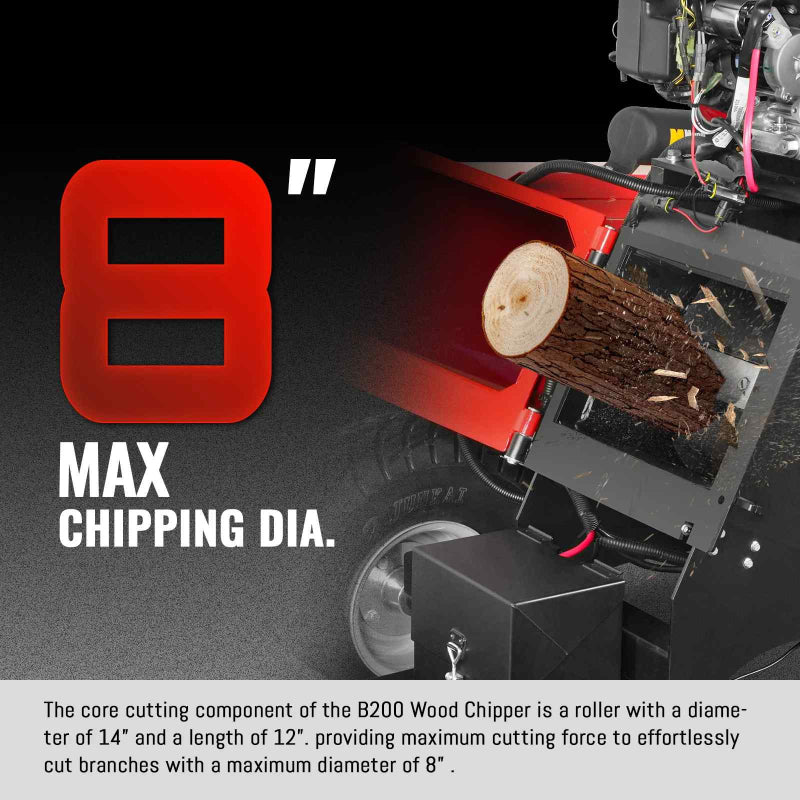 MechMaxx 8 inch HONDA E-Start 688cc Gas Powered Drum Wood Chipper